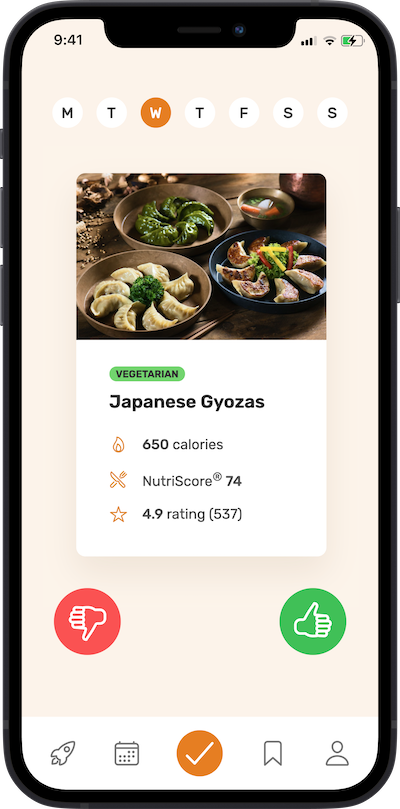 Iphone app meal aproving plan screen